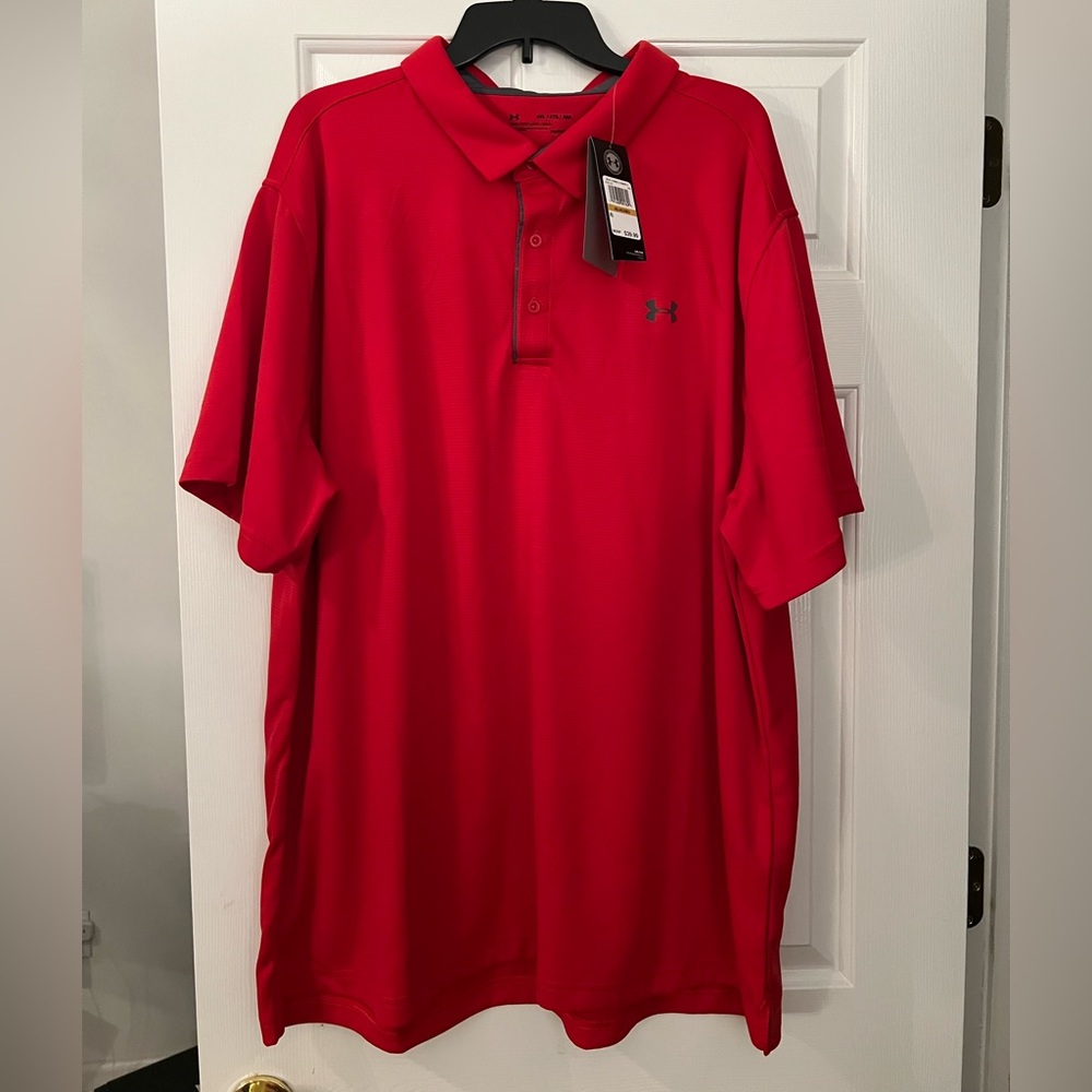 Men’s new red Under Armour golf shirt